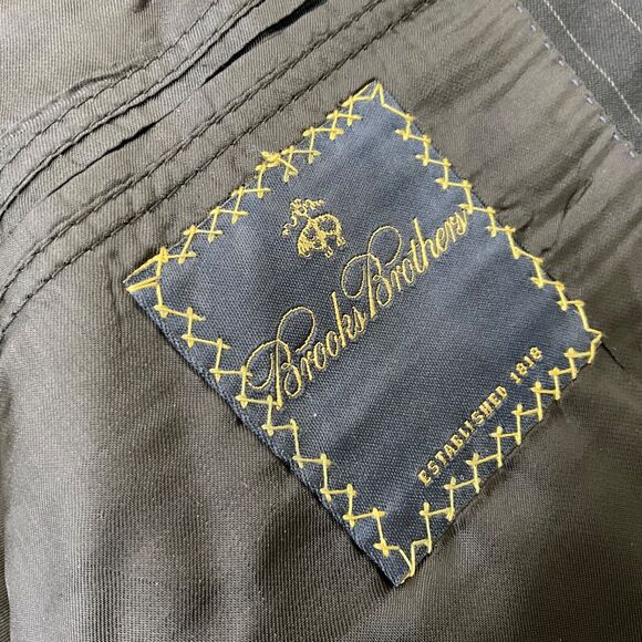 Brooks Brothers wool Blazer Mens 43R Black Chalk Stripe Pinstripe Sport Coat USA - Picture 12 of 14